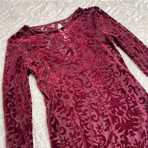 Velvet/Mesh Long Sleeve Dress